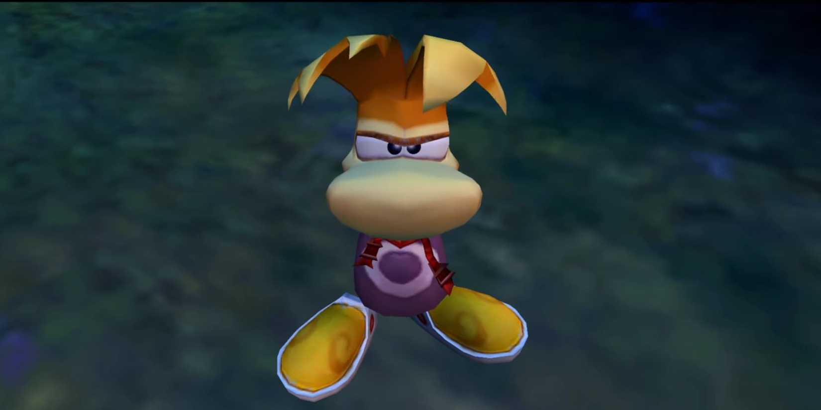 Rayman looking angry without hands in Rayman 3: Hoodlum Havoc.